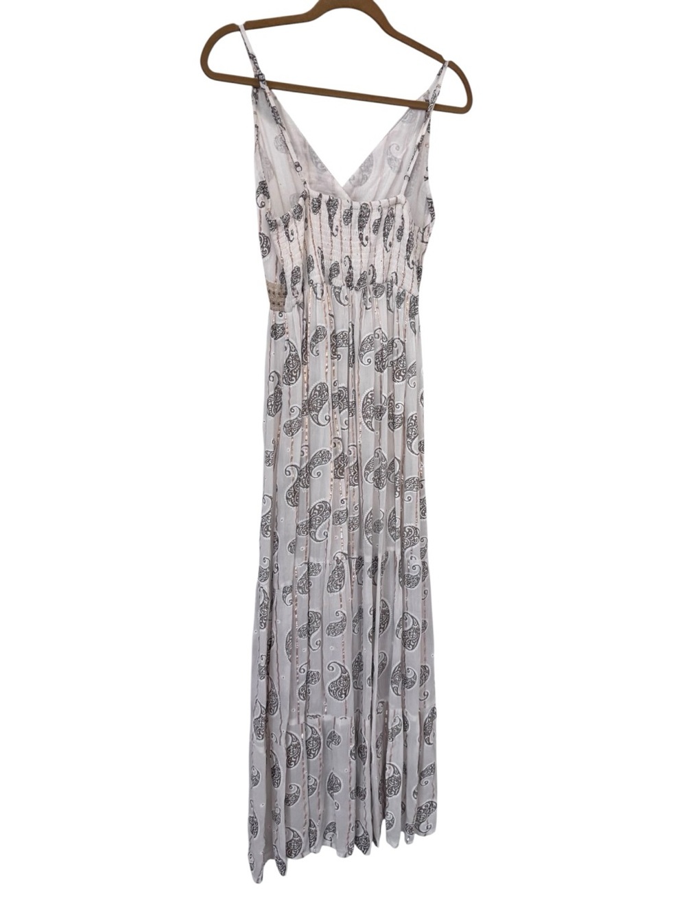 Zury Boho Paisley Metallic Maxi Dress Free Size S/M NWT Resort Festival - Picture 3 of 13